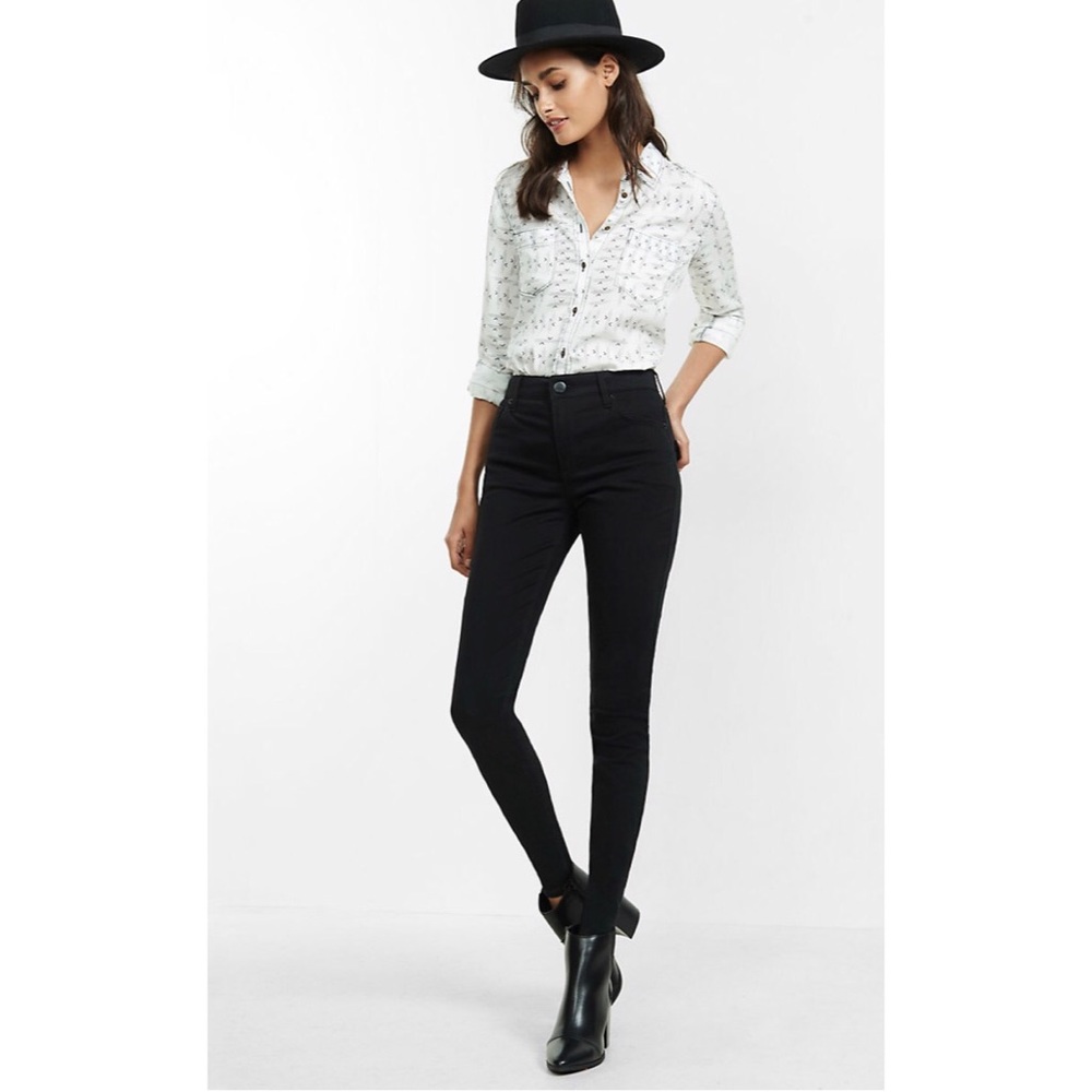 Express black high waisted stretch twill leggings